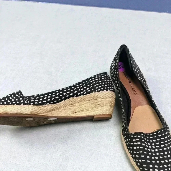 Lucky Brand Black Fabric‎ Espadrille Wedge Heels Women's 8.5 M - Picture 3 of 4
